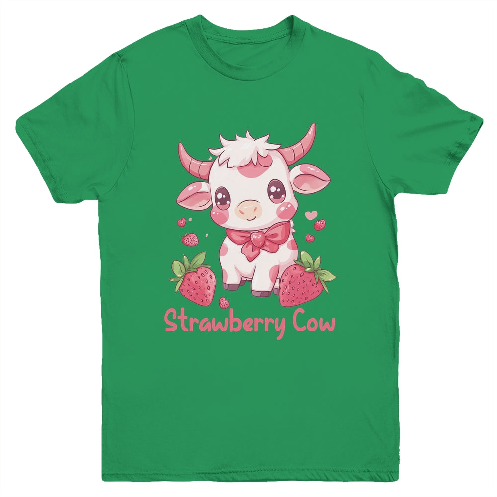 Strawberry Cow Kawaii Anime Strawberry Milk For Girls Kids Youth Shirt | teecentury