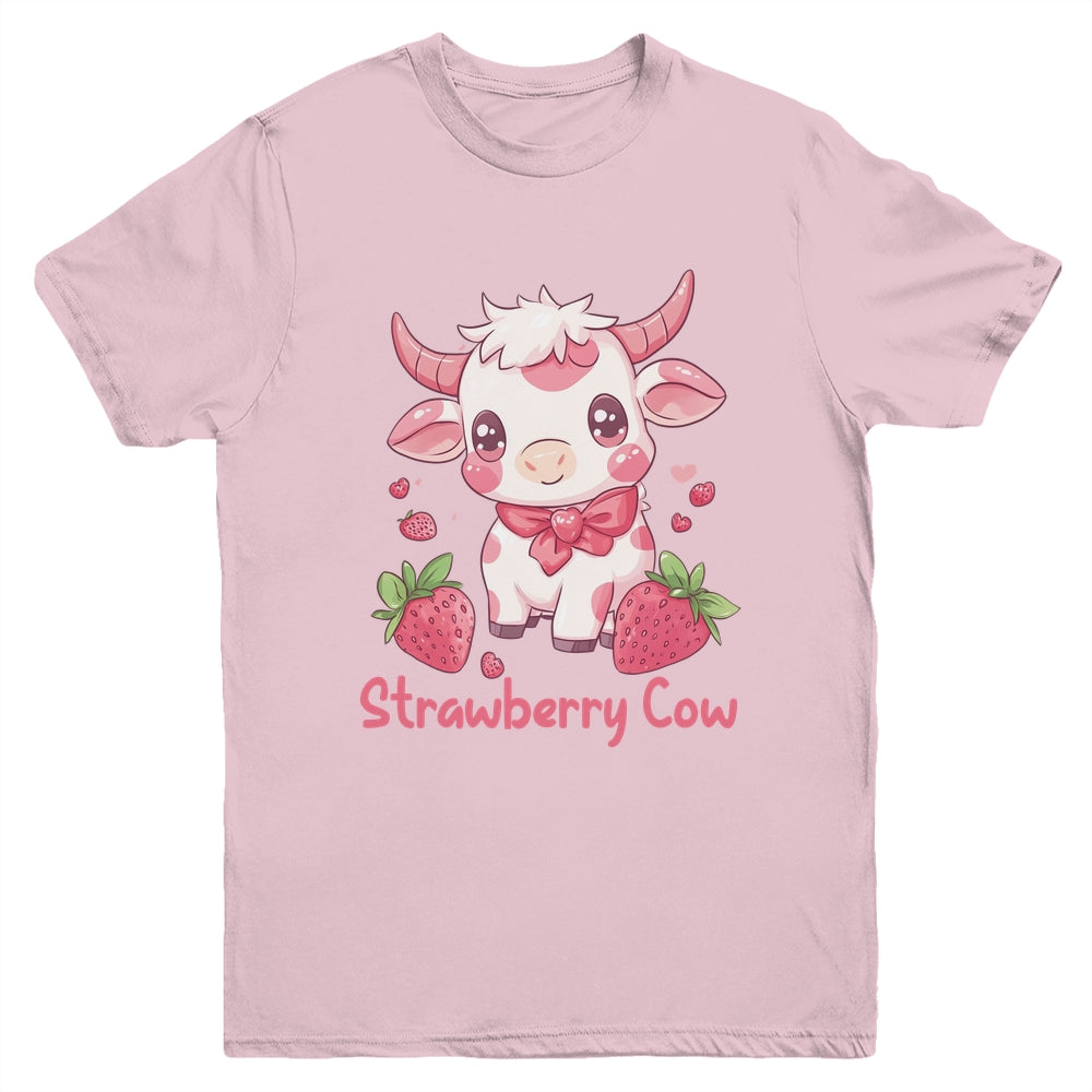 Strawberry Cow Kawaii Anime Strawberry Milk For Girls Kids Youth Shirt | teecentury