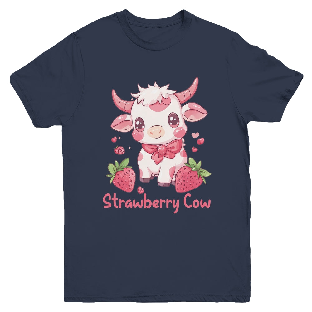 Strawberry Cow Kawaii Anime Strawberry Milk For Girls Kids Youth Shirt | teecentury