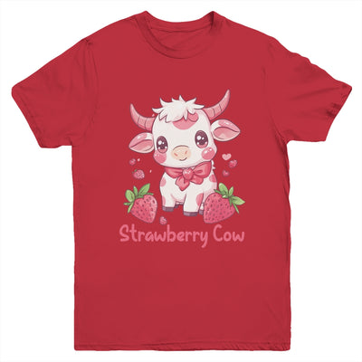 Strawberry Cow Kawaii Anime Strawberry Milk For Girls Kids Youth Shirt | teecentury