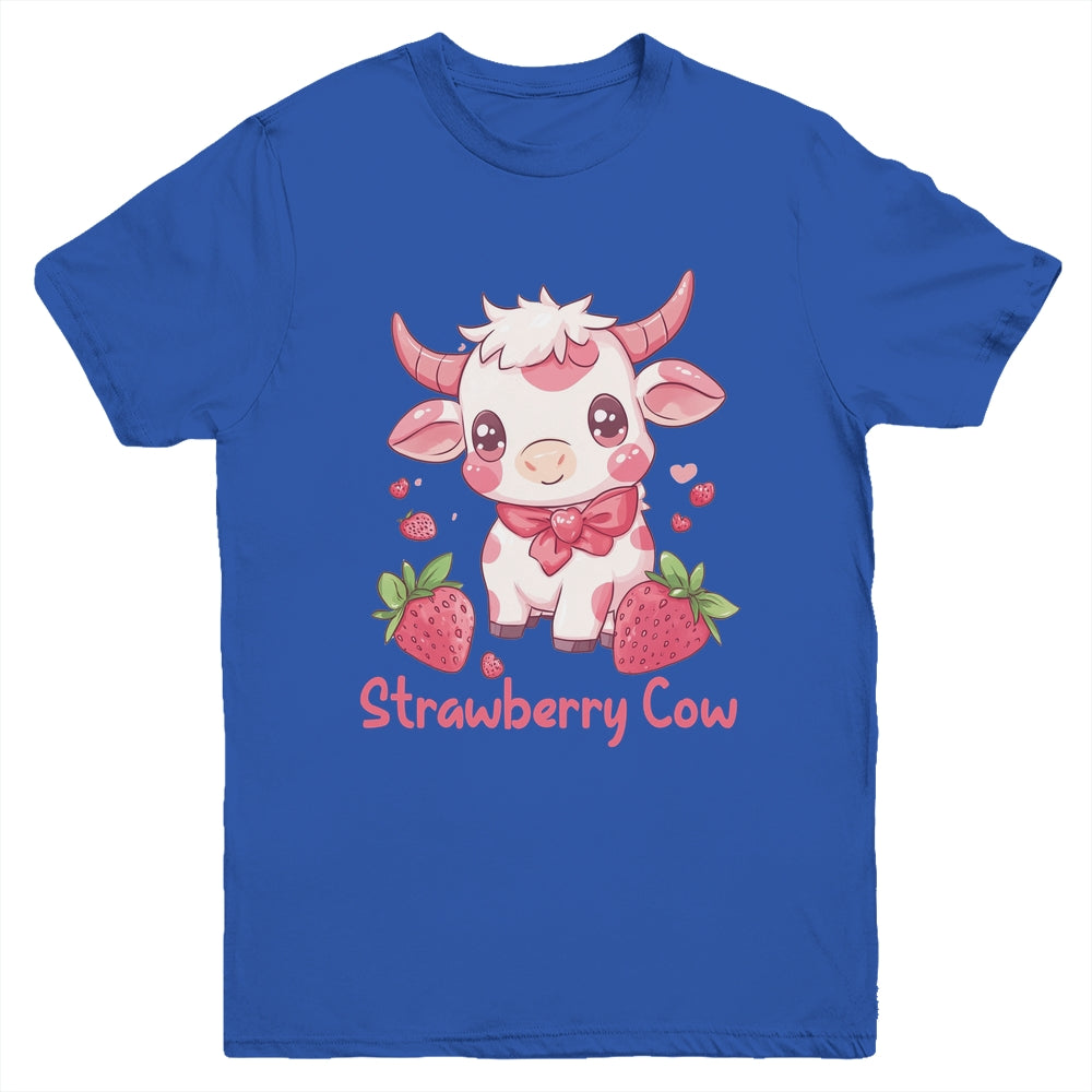 Strawberry Cow Kawaii Anime Strawberry Milk For Girls Kids Youth Shirt | teecentury
