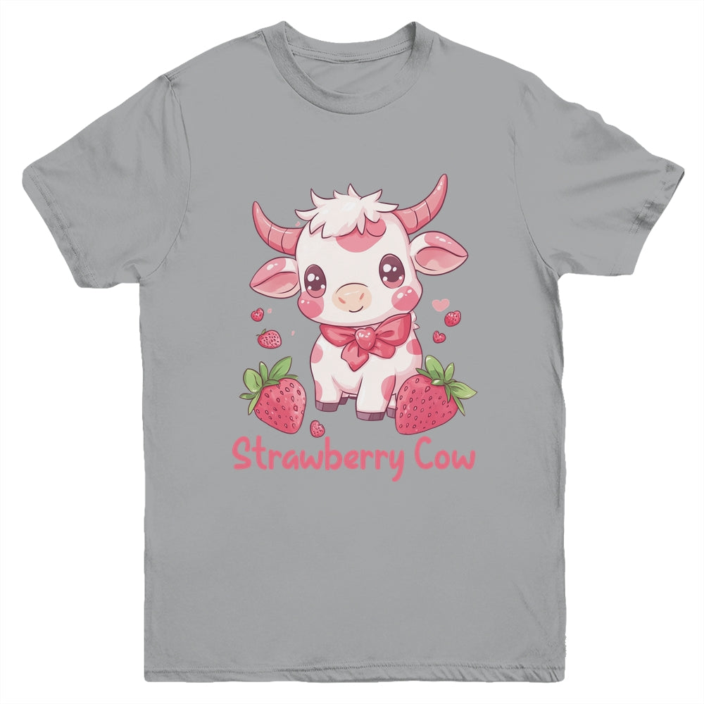 Strawberry Cow Kawaii Anime Strawberry Milk For Girls Kids Youth Shirt | teecentury
