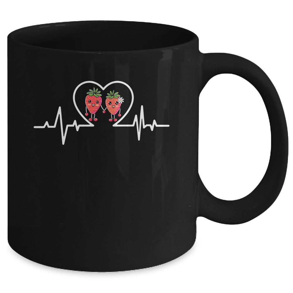 Strawberry Hearbeat Fruit Lover Fruitarian Strawberries Farm Mug | teecentury