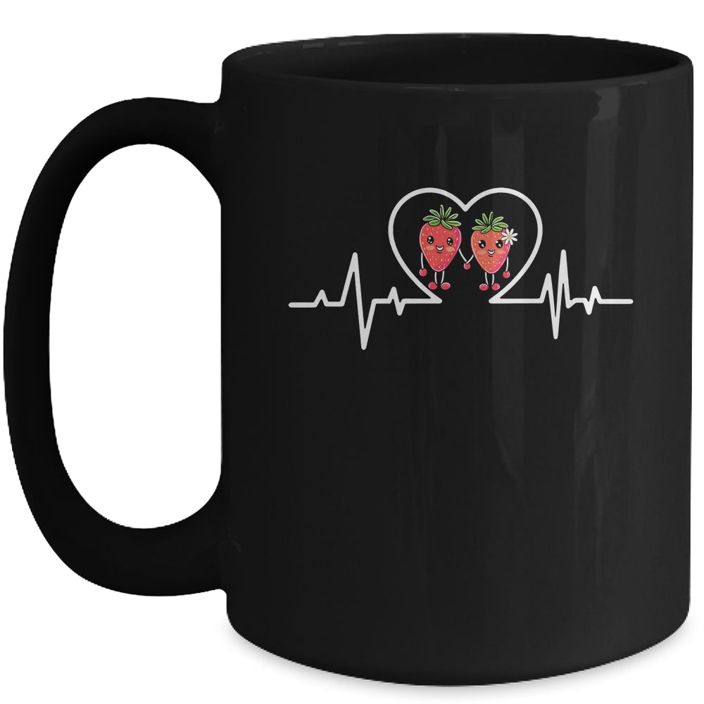 Strawberry Hearbeat Fruit Lover Fruitarian Strawberries Farm Mug | teecentury