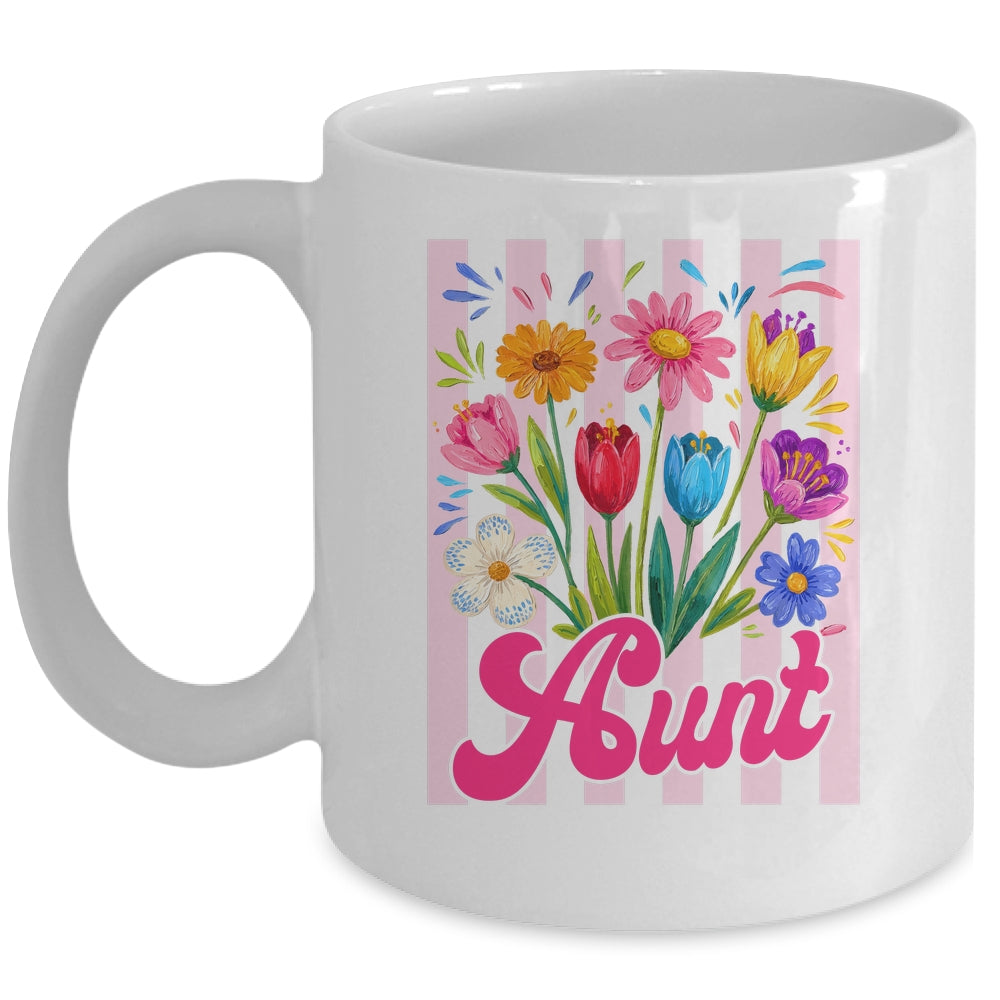 Striped Aunt Wildflowers Coquette Bow Floral Mothers Day Mug | teecentury