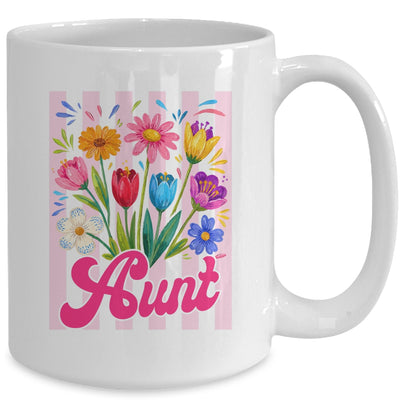 Striped Aunt Wildflowers Coquette Bow Floral Mothers Day Mug | teecentury