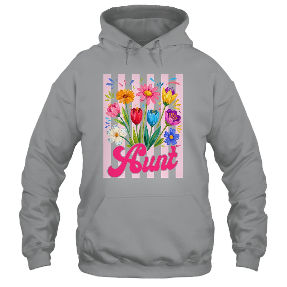 Striped Aunt Wildflowers Coquette Bow Floral Mothers Day Shirt & Tank Top | teecentury