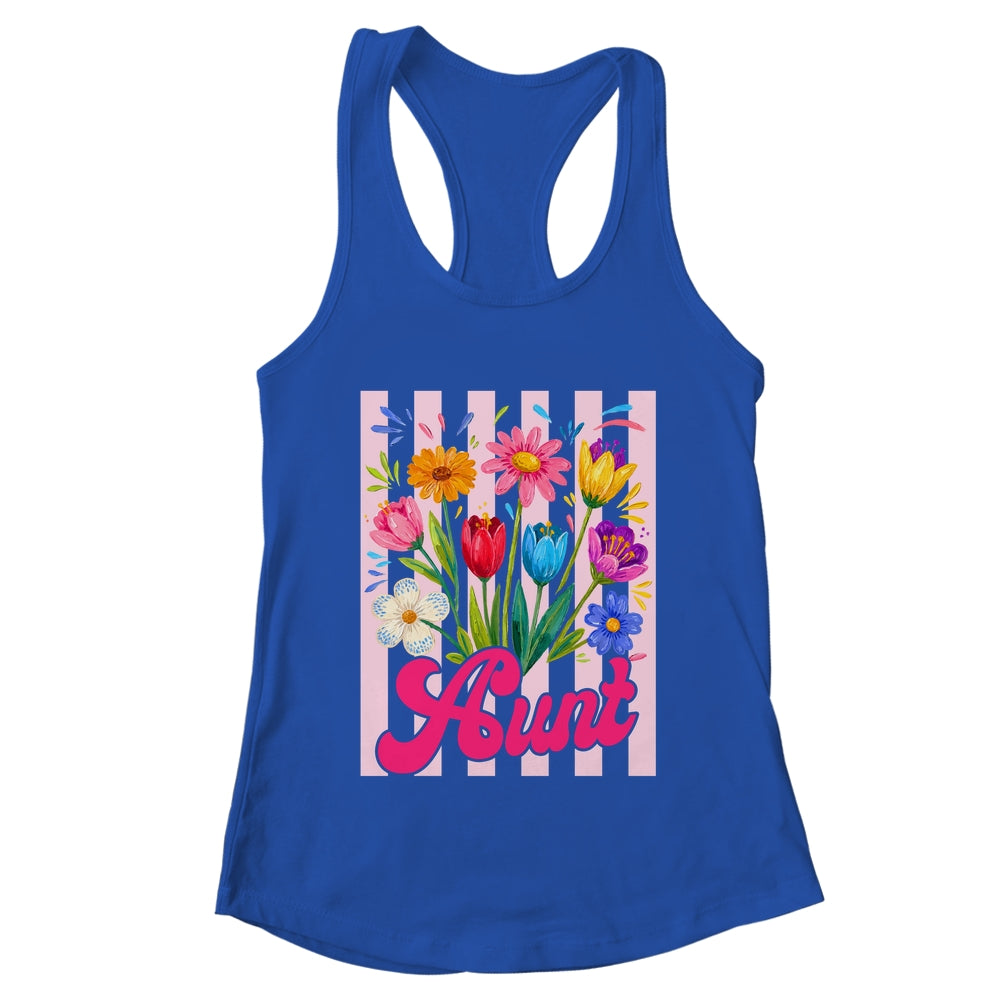 Striped Aunt Wildflowers Coquette Bow Floral Mothers Day Shirt & Tank Top | teecentury