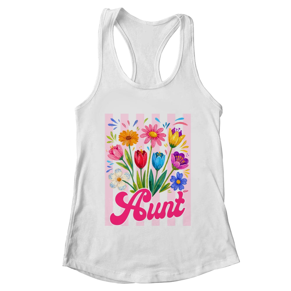 Striped Aunt Wildflowers Coquette Bow Floral Mothers Day Shirt & Tank Top | teecentury