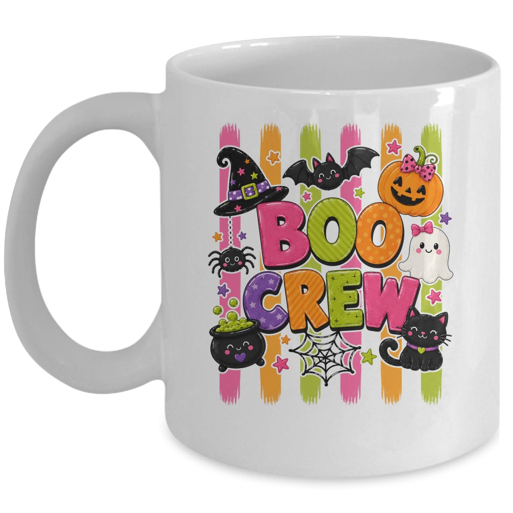 Striped Brushstroke Halloween Girly Boo Crew Ghost Pumpkin Mug | teecentury