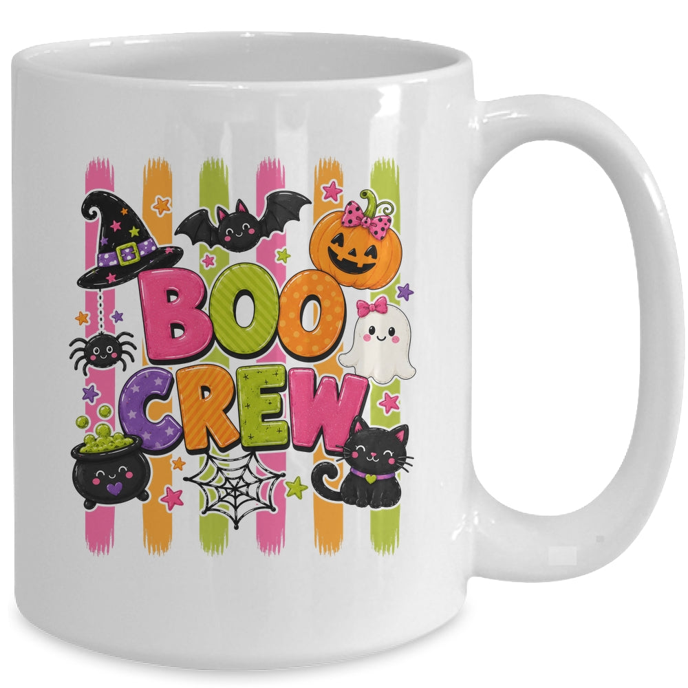 Striped Brushstroke Halloween Girly Boo Crew Ghost Pumpkin Mug | teecentury