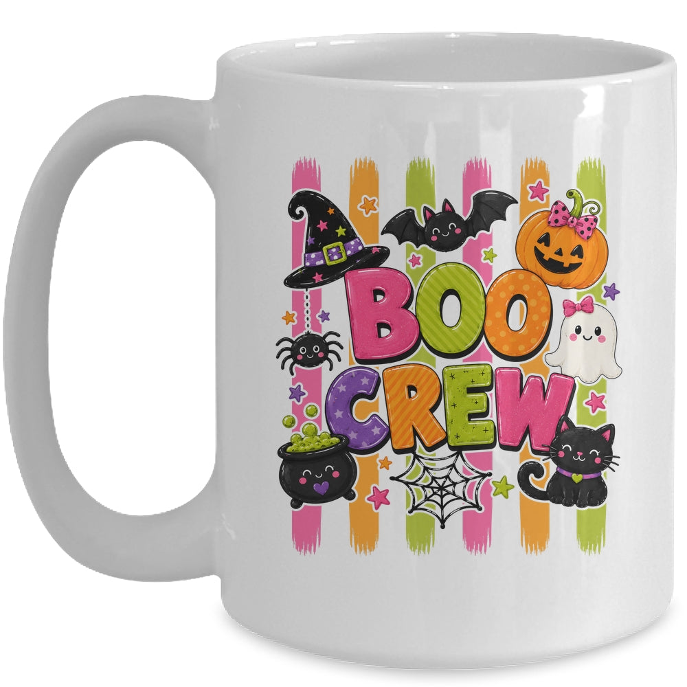 Striped Brushstroke Halloween Girly Boo Crew Ghost Pumpkin Mug | teecentury