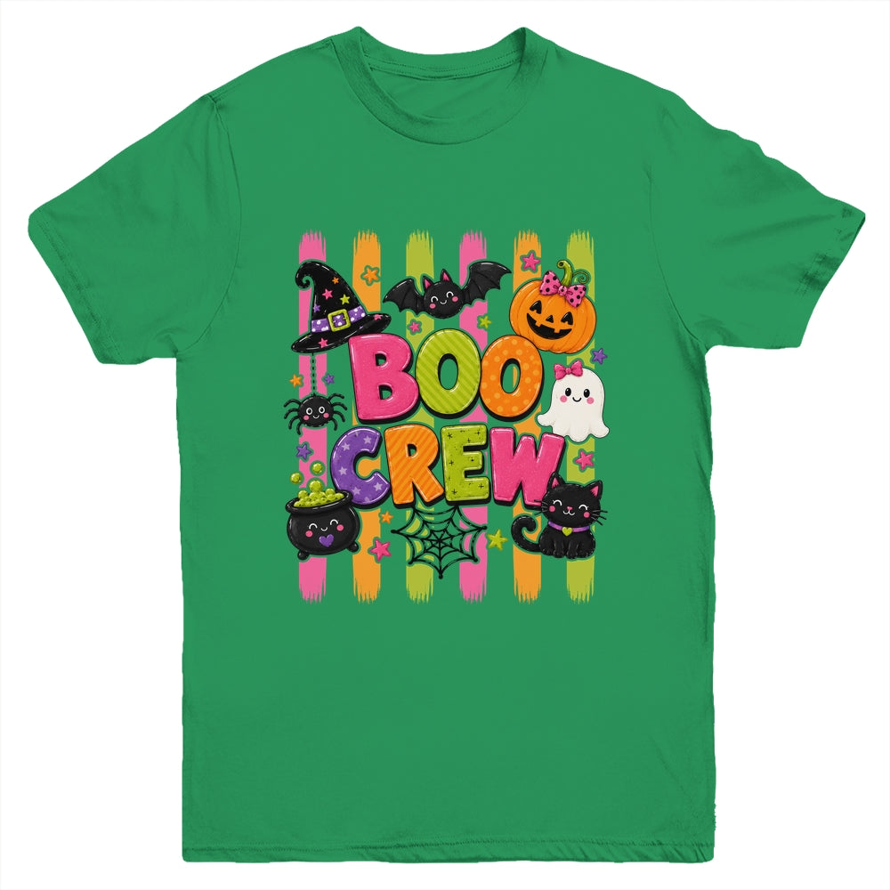Striped Brushstroke Halloween Girly Boo Crew Ghost Pumpkin Youth Shirt | teecentury