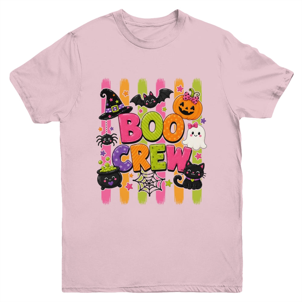 Striped Brushstroke Halloween Girly Boo Crew Ghost Pumpkin Youth Shirt | teecentury