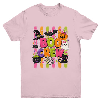 Striped Brushstroke Halloween Girly Boo Crew Ghost Pumpkin Youth Shirt | teecentury