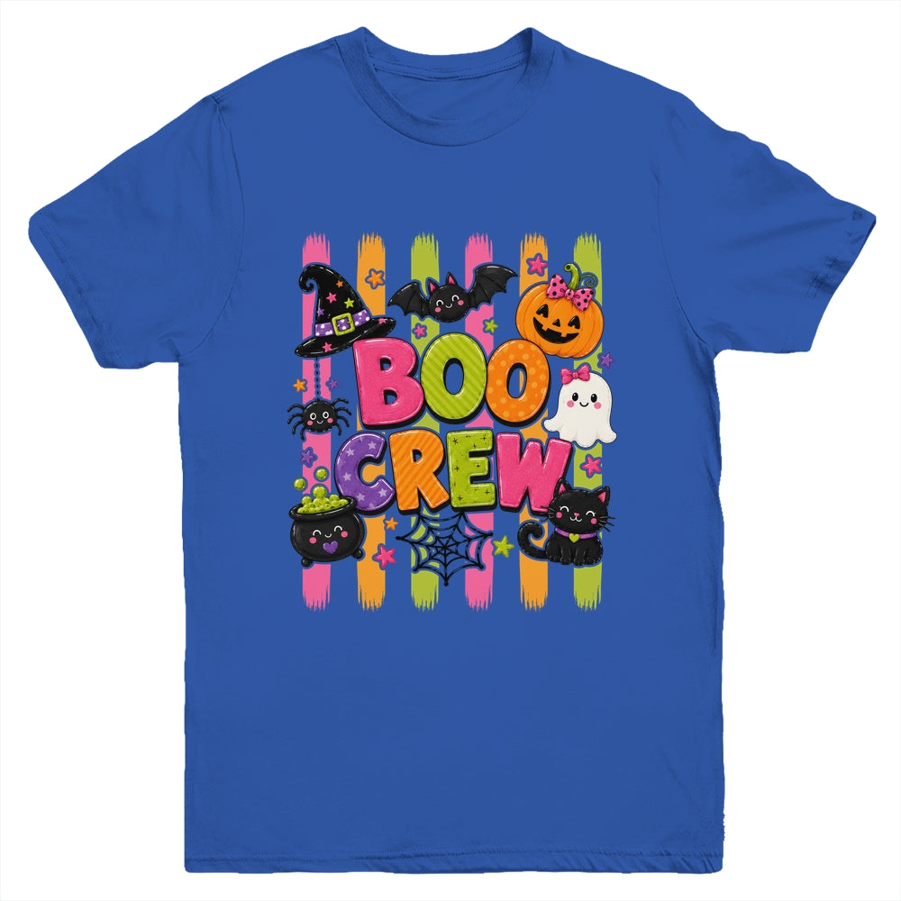 Striped Brushstroke Halloween Girly Boo Crew Ghost Pumpkin Youth Shirt | teecentury