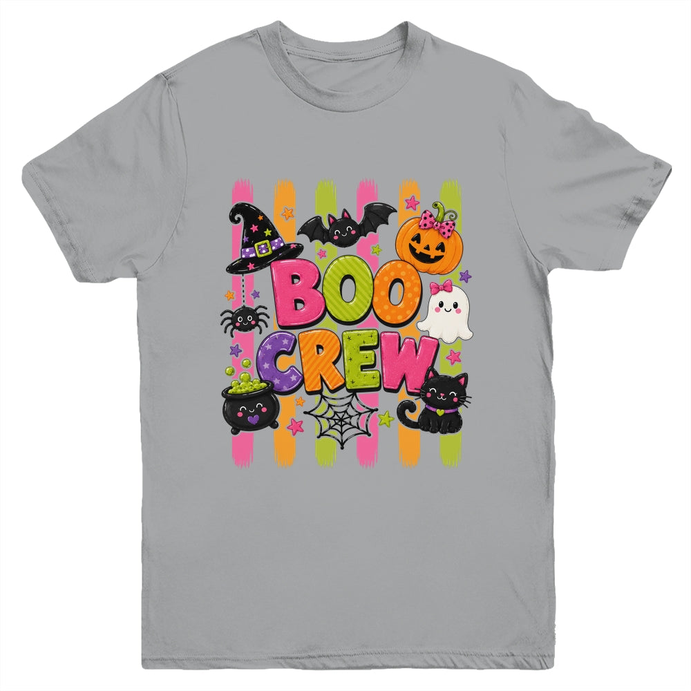 Striped Brushstroke Halloween Girly Boo Crew Ghost Pumpkin Youth Shirt | teecentury