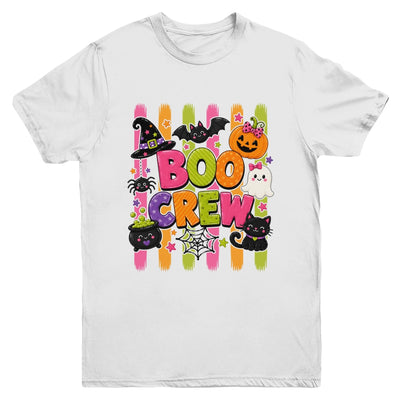 Striped Brushstroke Halloween Girly Boo Crew Ghost Pumpkin Youth Shirt | teecentury
