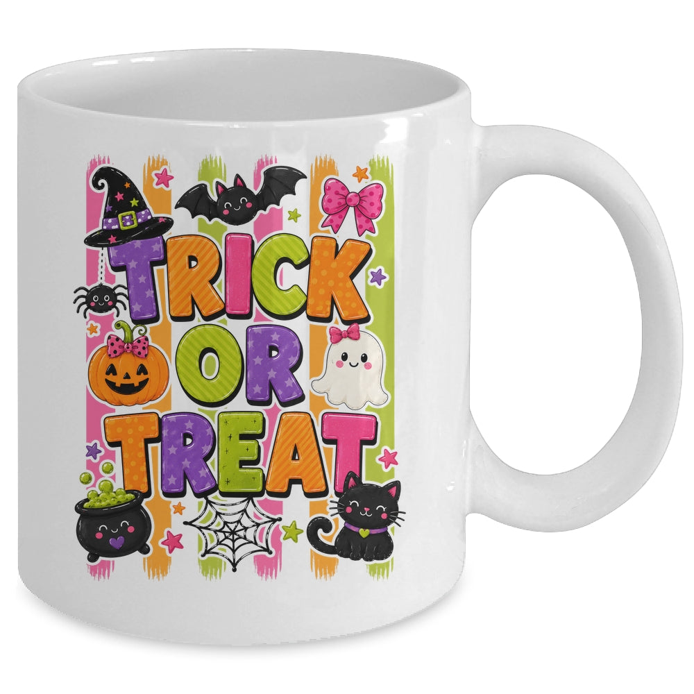 Striped Brushstroke Halloween Trick Or Treat Ghost Pumpkin Mug | teecentury