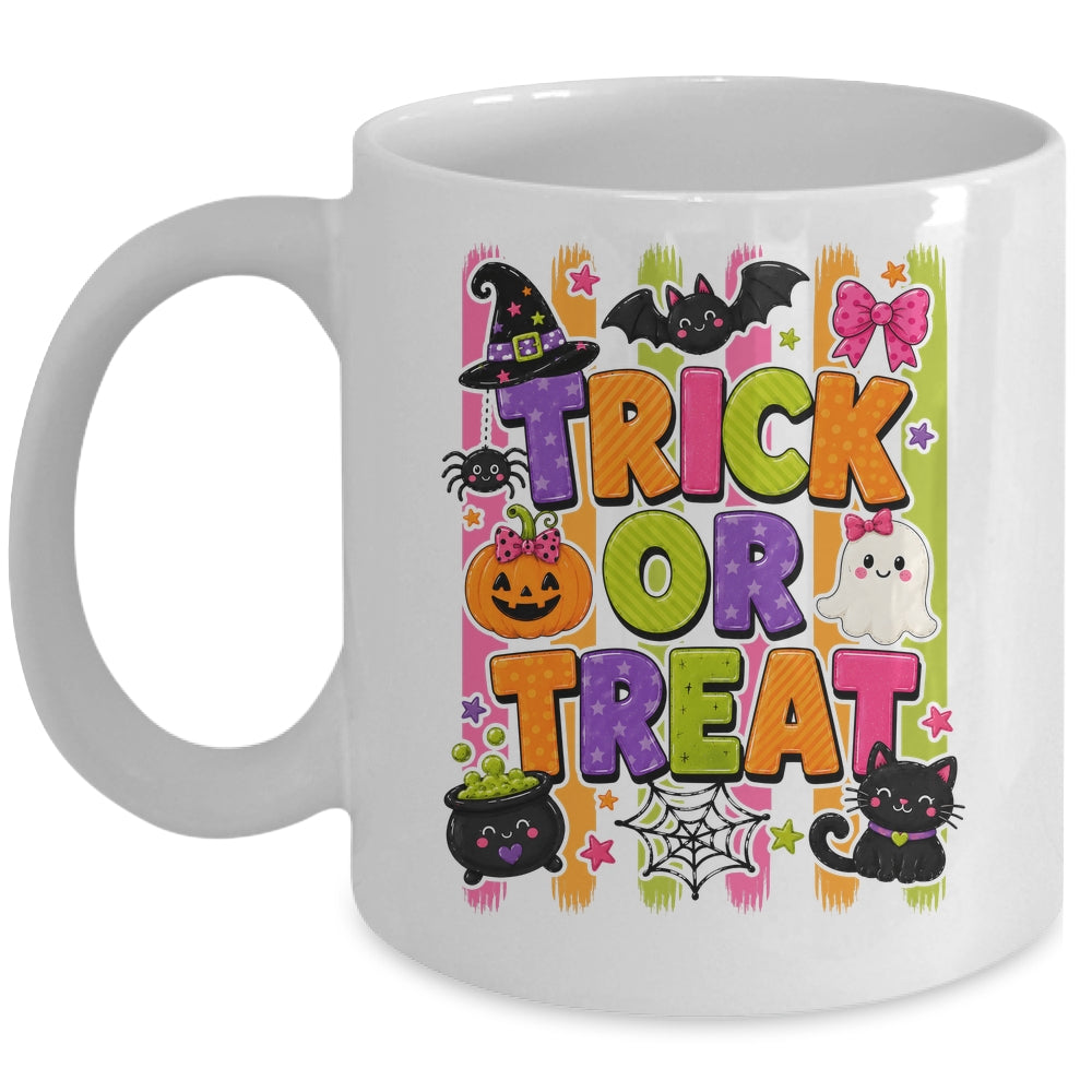 Striped Brushstroke Halloween Trick Or Treat Ghost Pumpkin Mug | teecentury