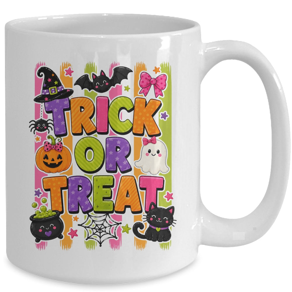 Striped Brushstroke Halloween Trick Or Treat Ghost Pumpkin Mug | teecentury