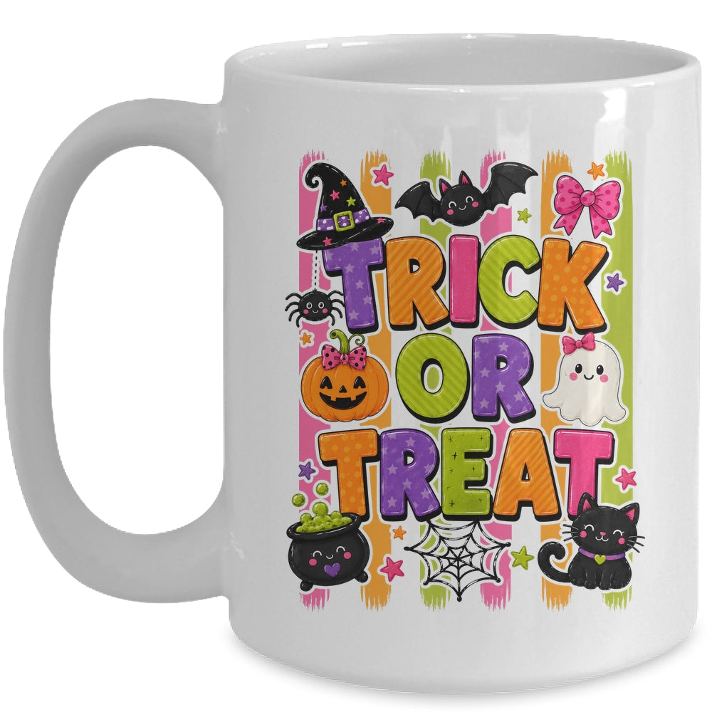 Striped Brushstroke Halloween Trick Or Treat Ghost Pumpkin Mug | teecentury