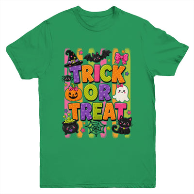 Striped Brushstroke Halloween Trick Or Treat Ghost Pumpkin Youth Shirt | teecentury