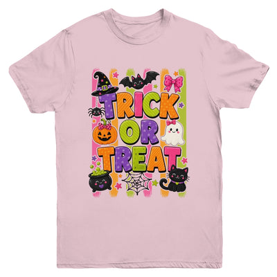 Striped Brushstroke Halloween Trick Or Treat Ghost Pumpkin Youth Shirt | teecentury