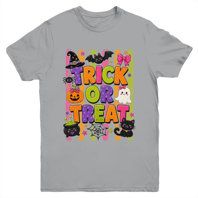 Striped Brushstroke Halloween Trick Or Treat Ghost Pumpkin Youth Shirt | teecentury