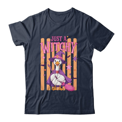 Striped Funny Just A Witchy Goose Spooky Season Halloween Shirt & Hoodie | teecentury