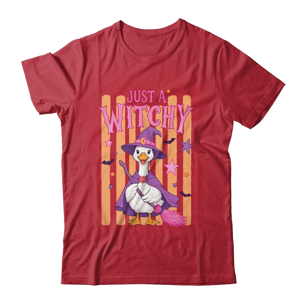 Striped Funny Just A Witchy Goose Spooky Season Halloween Shirt & Hoodie | teecentury