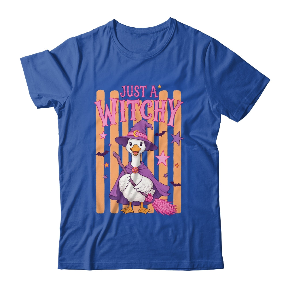 Striped Funny Just A Witchy Goose Spooky Season Halloween Shirt & Hoodie | teecentury