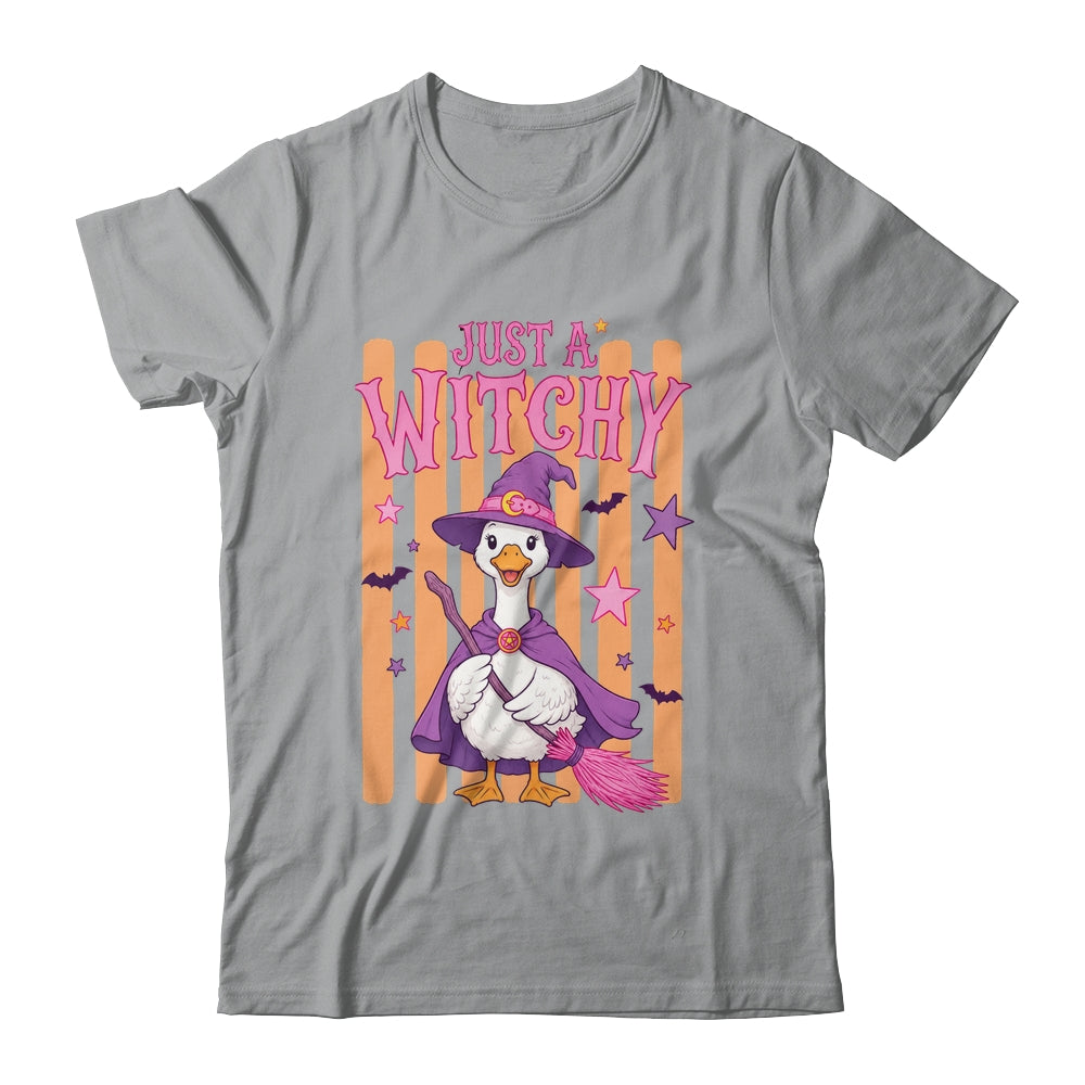 Striped Funny Just A Witchy Goose Spooky Season Halloween Shirt & Hoodie | teecentury