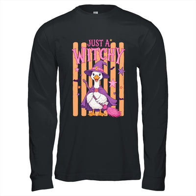 Striped Funny Just A Witchy Goose Spooky Season Halloween Shirt & Hoodie | teecentury