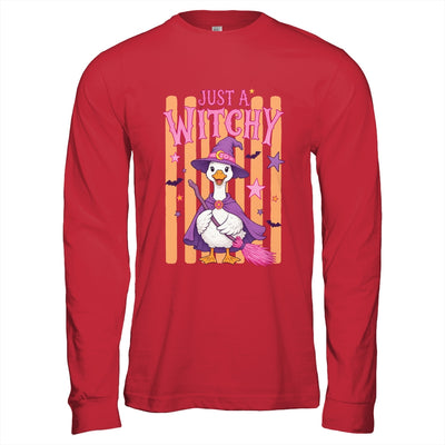 Striped Funny Just A Witchy Goose Spooky Season Halloween Shirt & Hoodie | teecentury