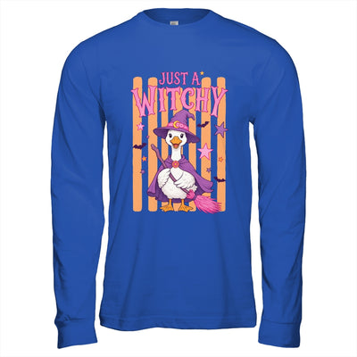 Striped Funny Just A Witchy Goose Spooky Season Halloween Shirt & Hoodie | teecentury