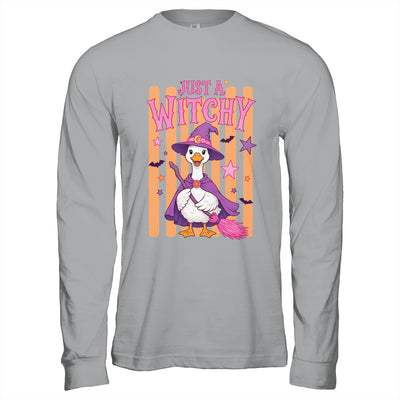 Striped Funny Just A Witchy Goose Spooky Season Halloween Shirt & Hoodie | teecentury