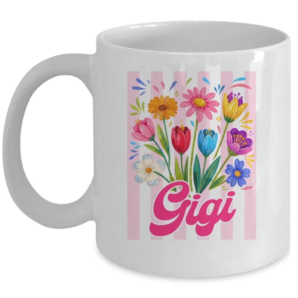 Striped Gigi Wildflowers Coquette Bow Floral Mothers Day Mug | teecentury