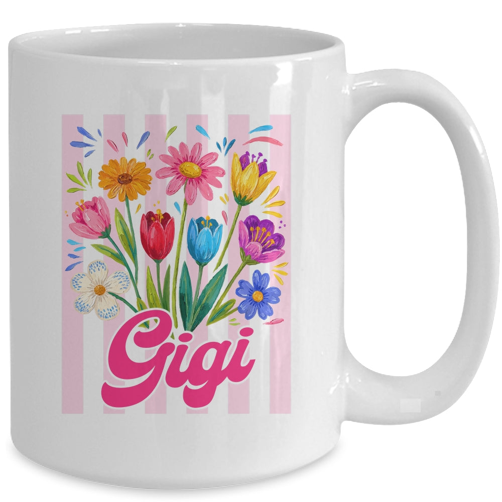 Striped Gigi Wildflowers Coquette Bow Floral Mothers Day Mug | teecentury