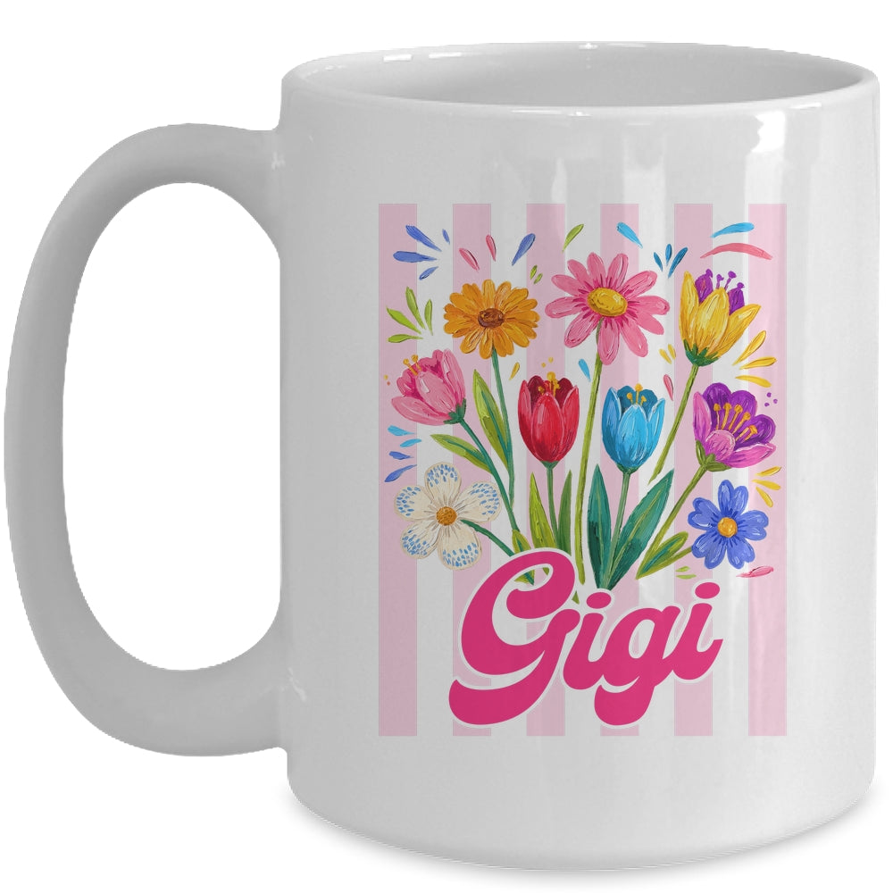 Striped Gigi Wildflowers Coquette Bow Floral Mothers Day Mug | teecentury