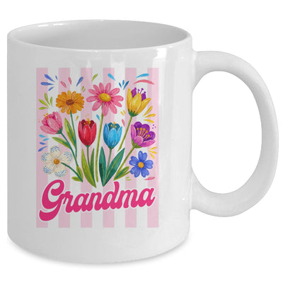 Striped Grandma Wildflowers Coquette Bow Floral Mothers Day Mug | teecentury