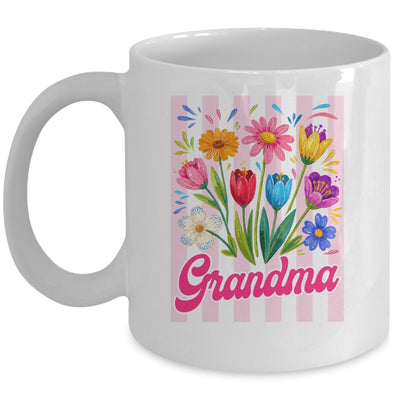 Striped Grandma Wildflowers Coquette Bow Floral Mothers Day Mug | teecentury