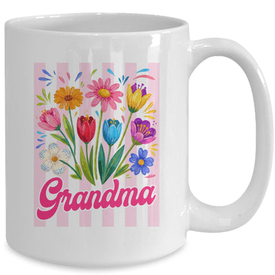 Striped Grandma Wildflowers Coquette Bow Floral Mothers Day Mug | teecentury