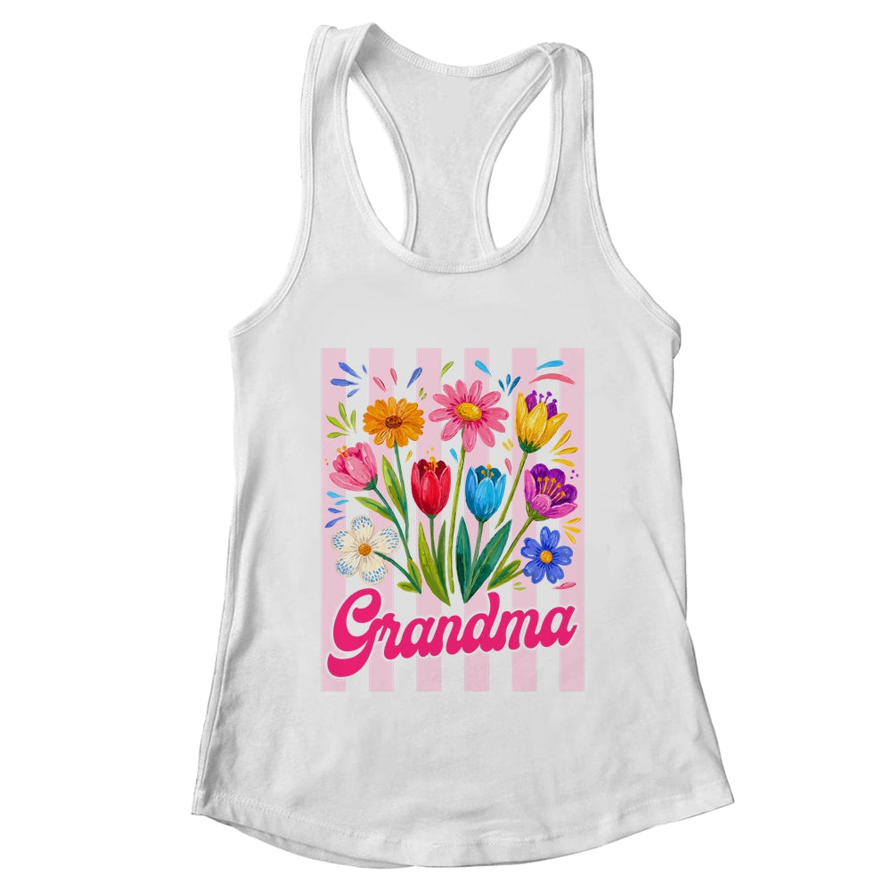 Striped Grandma Wildflowers Coquette Bow Floral Mothers Day Shirt & Tank Top | teecentury