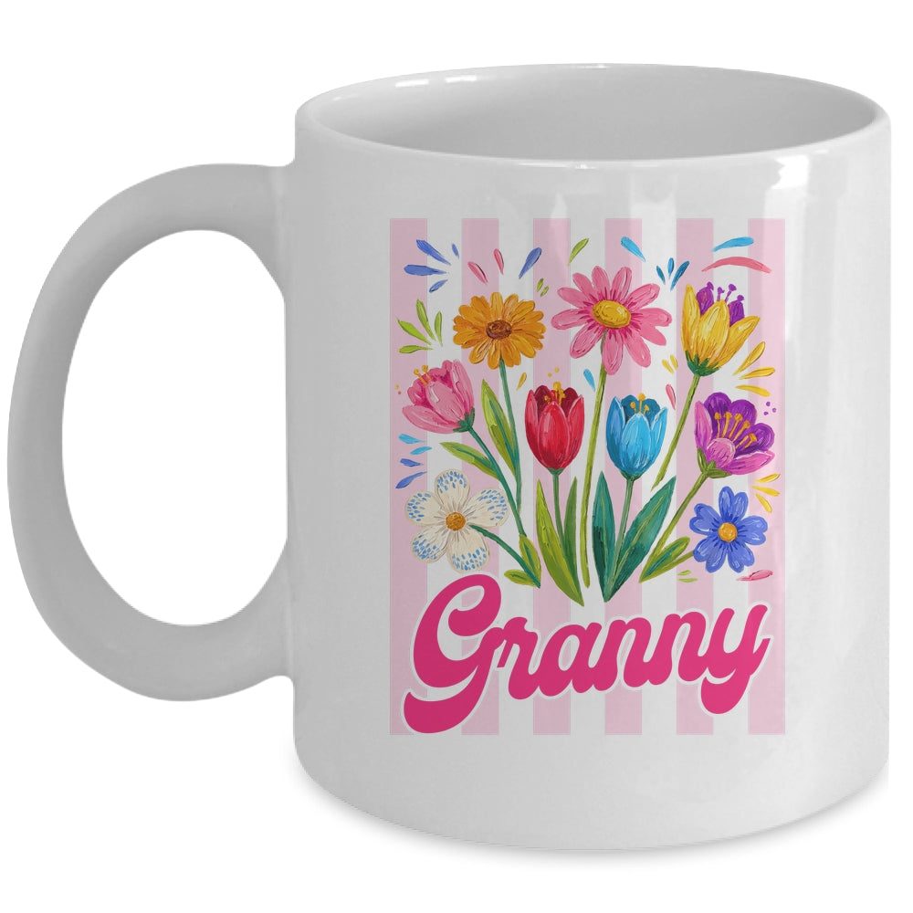 Striped Granny Wildflowers Coquette Bow Floral Mothers Day Mug | teecentury