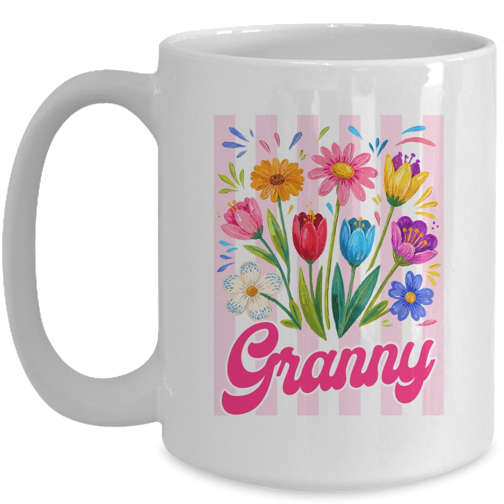 Striped Granny Wildflowers Coquette Bow Floral Mothers Day Mug | teecentury