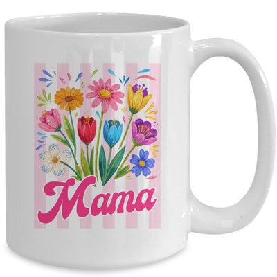 Striped Mama Wildflowers Coquette Bow Floral Mothers Day Mug | teecentury