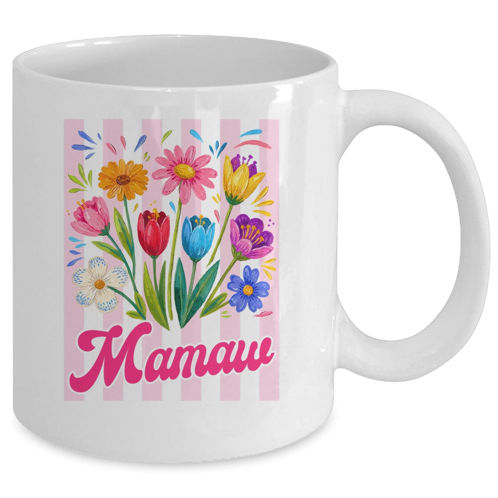 Striped Mamaw Wildflowers Coquette Bow Floral Mothers Day Mug | teecentury