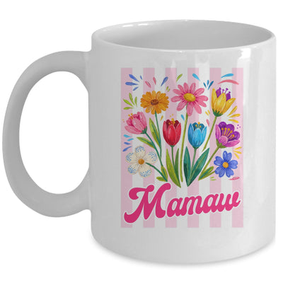 Striped Mamaw Wildflowers Coquette Bow Floral Mothers Day Mug | teecentury