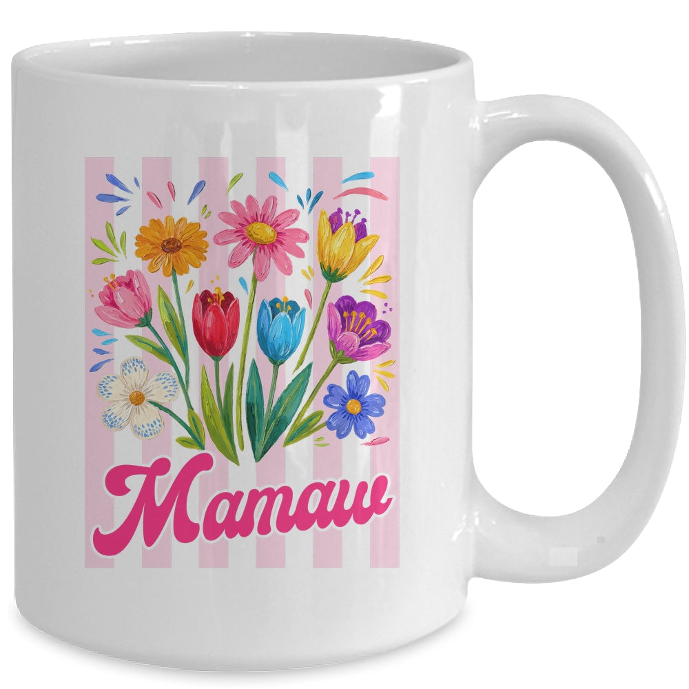 Striped Mamaw Wildflowers Coquette Bow Floral Mothers Day Mug | teecentury